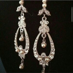 Silver-Tone Pearl Drop Earrings